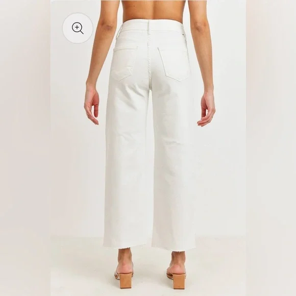 NWT Just Black Women's High Rise Utility Wide Leg - Off-White Jeans, Size 24 - Picture 2 of 7